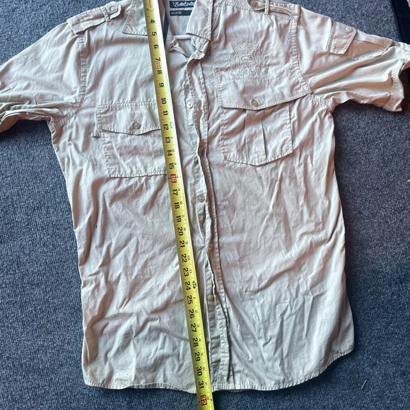 Ecko Unlimited Button down Shirt khaki with embroidered back logo size M - Picture 9 of 9
